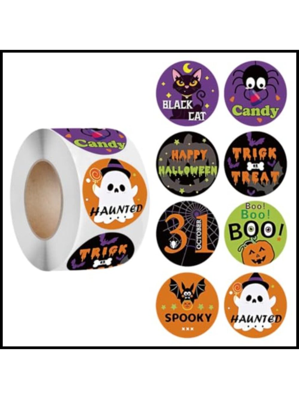500pcs Halloween Stickers Roll 3.8cm Round Party Favors
